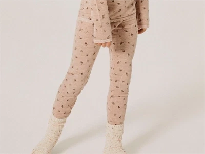 Name It Kids leggings i merinould shadow gray blomsterprint på model