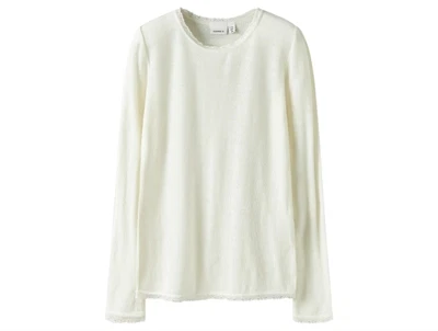 Name It t-shirt snow white med hulmønster og blondekant