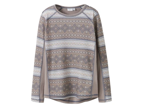 Name It Kids uldbluse grå-brun satellite sne mønster forside