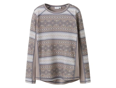 Name It Kids uldbluse grå-brun satellite sne mønster forside