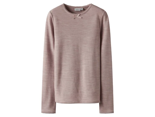 Name It bluse i støvet rosa merinould mix med lange ærmer