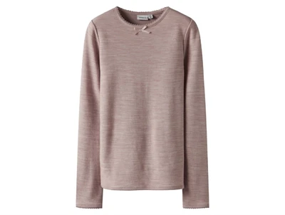 Name It bluse i støvet rosa merinould mix med lange ærmer