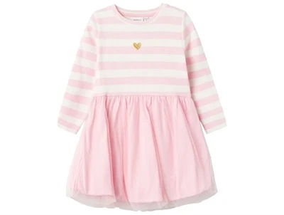 Name It parfait pink stribet tylkjole