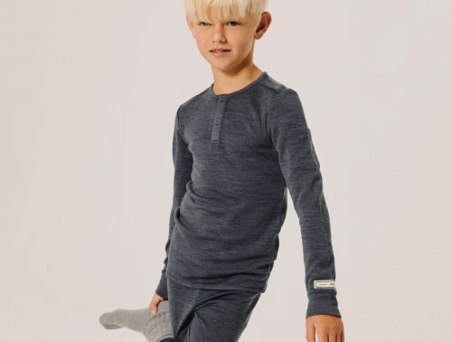 Name It bluse i mørkeblå uld med knapper forfra