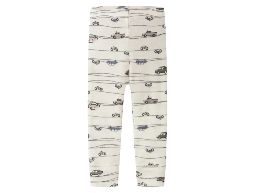 Name It leggings i snow white med bilprint i merinould