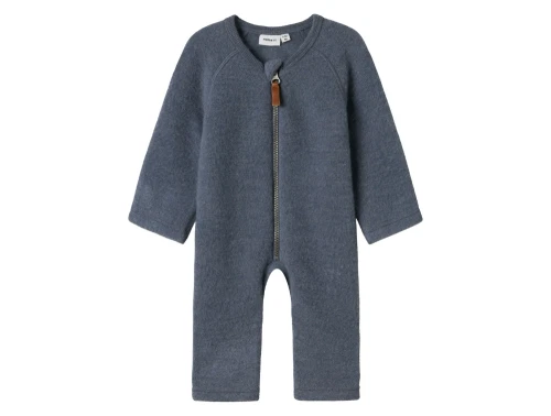 Name It ulddragt i blågrå nuance i merinould med lynlås
