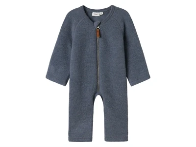 Name It ulddragt i blågrå nuance i merinould med lynlås