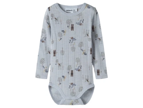 Name It merinould body i arctic ice med skovdyrprint forfra