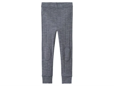 Name It leggings i folkstone gray merinould med ribmønster set forfra