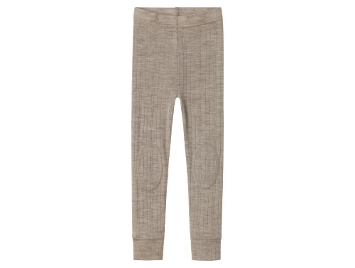 Name It leggings i gråbrun nuance satellite i merinould med ribmønster set forfra