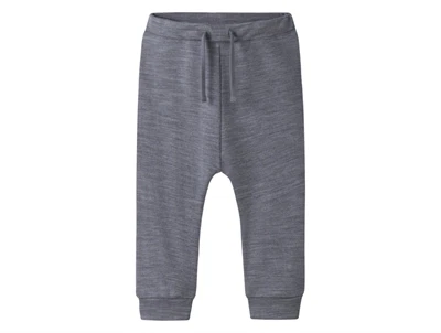 Name It bukser i grå merinould med snøre folkstone gray