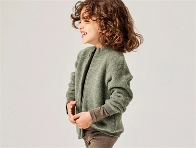 Name It merinould cardigan i grøn nuance på barn