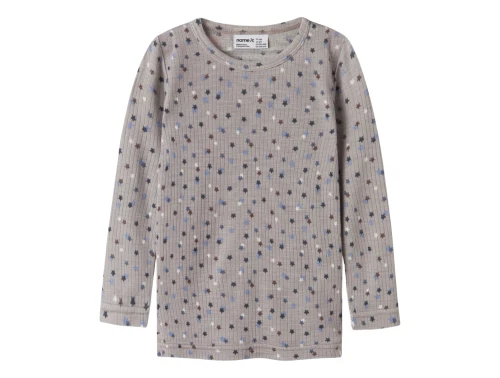 Name It bluse i gråbrun nuance satellite stars med stjerneprint
