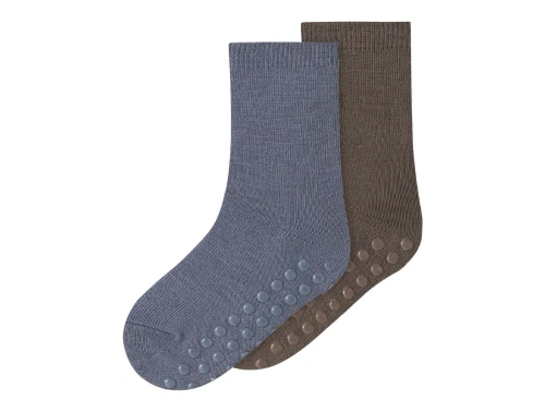 Name It 2-pak skridsikre uldsokker i morel og folkstone gray