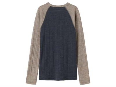 Name It bluse ombre blue med satellite ærmer i merinould set bagfra