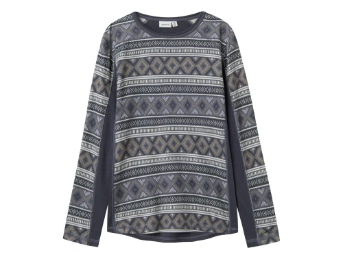 Name It Kids bluse merinould ombre blue island mønster forside