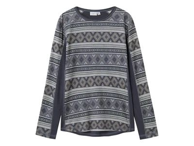 Name It Kids bluse merinould ombre blue island mønster forside