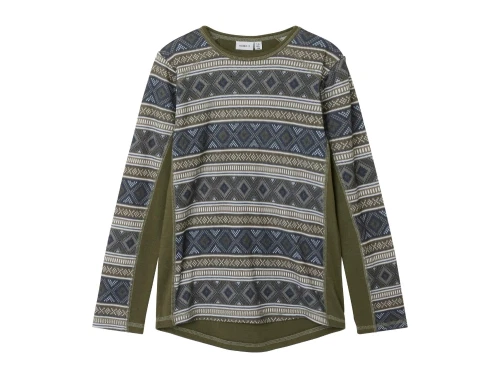 Name It merinould bluse grøn kalamata forside