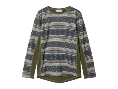 Name It merinould bluse grøn kalamata forside