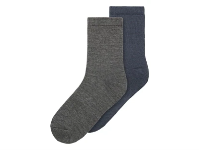 Name It uldsokker 2-pak i dark grey melange og ombre blue