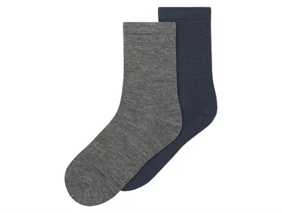 Name It sokker i dark grey melange og ombre blue 2-pak med uld