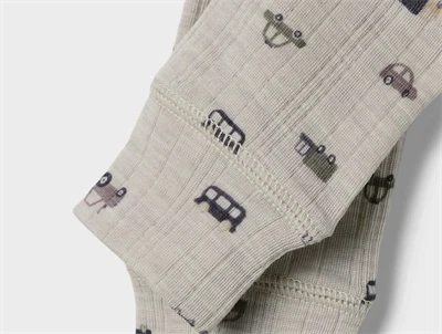 Name It leggings i nacreous cloud merinould med bilprint detalje af print