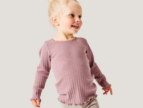 Name It merinould og silke bluse i toadstool på barn