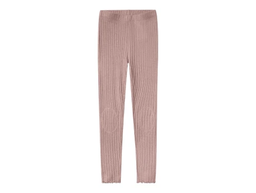 Name It leggings støvet rosa i merinould og silke set forfra