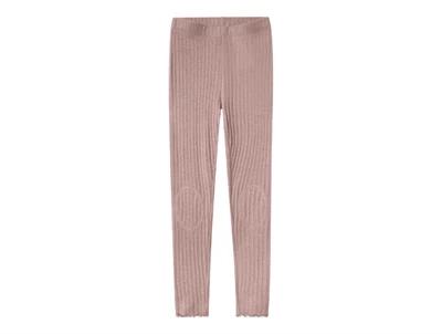 Name It leggings støvet rosa i merinould og silke set forfra