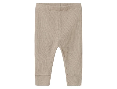 Name It leggings i beige nuance i merinould/silke med rib