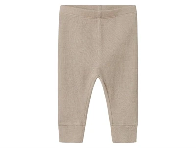 Name It leggings i beige nuance i merinould/silke med rib