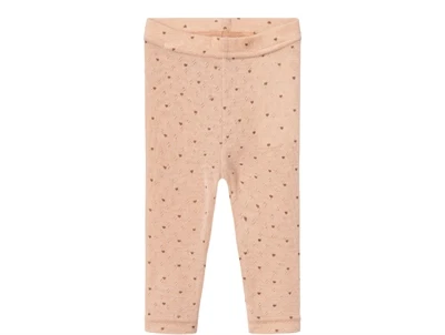 Lil Atelier rugby tan hjerter legging pointelle merinould