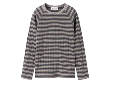 Name It bluse satellite med mørkeblå striber merinould