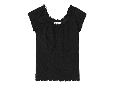 Name It top sort med struktur og off shoulder