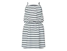 name it kjole i hvid med sorte striber og smalle stropper, set forfra