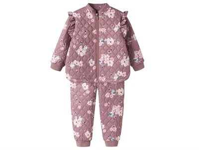 Name It quiltet termosæt wistful mauve med blomsterprint