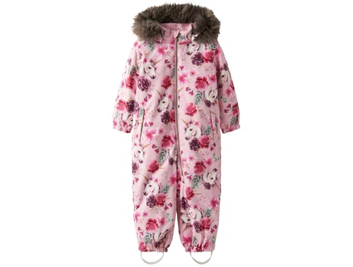 Name It flyverdragt parfait pink med unicorn print og aftagelig hætte