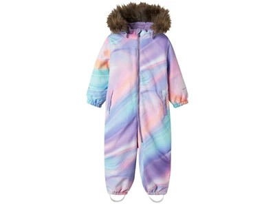 Name It flyverdragt pastel med iriserende print og aftagelig hætte