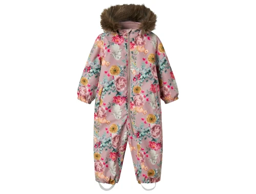 Name It flyverdragt woodrose med blomsterprint og aftagelig hætte