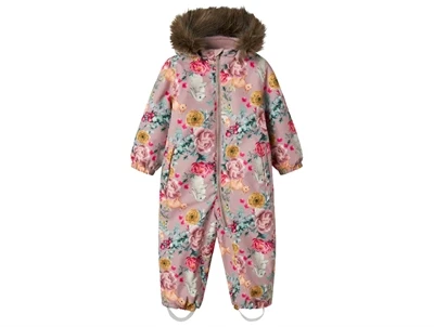 Name It flyverdragt woodrose med blomsterprint og aftagelig hætte