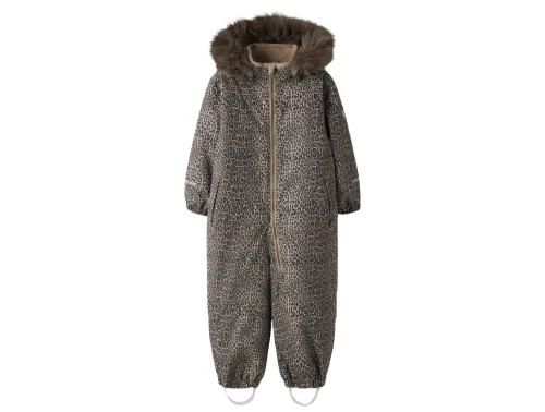 Name It TECH flyverdragt i beige nuance med leopardprint