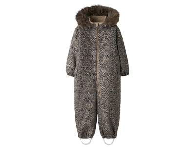 Name It TECH flyverdragt i beige nuance med leopardprint