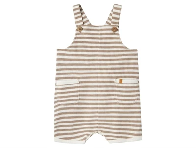 Lil Atelier mocha meringue stribede overall shorts