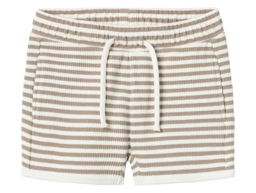 Lil Atelier mocha meringue/coconut milk stribede shorts