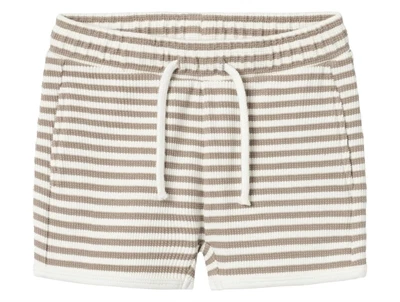 Lil Atelier mocha meringue/coconut milk stribede shorts