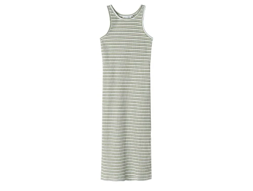 Name It oil green/bright white stribet maxi tank kjole