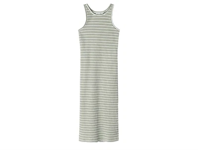 Name It oil green/bright white stribet maxi tank kjole