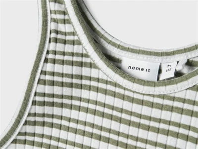 Name It oil green/bright white stribet maxi tank kjole