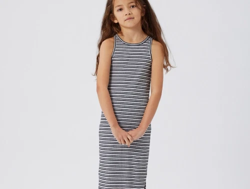Name It bright white/black stribet maxi tank kjole