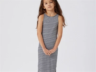 Name It bright white/black stribet maxi tank kjole